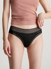 Calvin Klein Striped-Waist Thong QD3670 Black