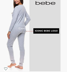 Bebe Heather Gray Logo Long-Sleeve Pocket Pajama Set