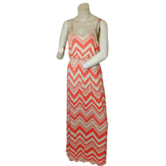 Love In Orange/Cream Zigzag Striped Women's Dress - Medium