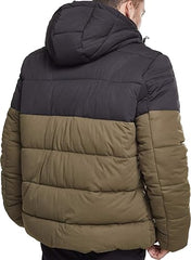 Levi's Olive Night Color Block Logo Rocket Hooded Puffer Coat