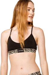 Calvin Klein Womens Animal-Print Unlined Bralette Black