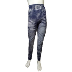 Chuns Girls’ Blue/White Palm Trees Leggings (Fake Jeans), Youth OS