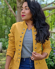 Suvimuga Yellow Button-Accent Blazer