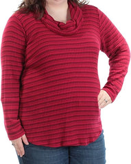 Style & Co. Woman Ton Stripe Red Stripe Sweater