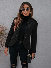 Coeur de Vague Black Button-Accent Open Blazer