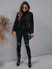 Coeur de Vague Black Button-Accent Open Blazer