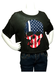 Hera Collection Black American Flag/Skull Girl Sweater