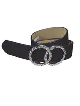 INC Black Pleather Belt – XL Size, Silver Rhinestone Buckle, Stylish Statement Accessory