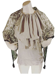 Diva General Collection Cream & Black Sheer Scarf – Elegant Fringe Wrap (66"x37")