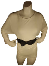 Diva General Black Bow Belt 2"x25" Stretchy Pleather & Webbing Waist Belt with Snap Closure