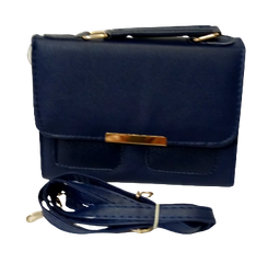 Elegant Diva Blue Purse Underline Mark Detail Stylish Handbag with Removable Strap