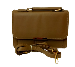 Elegant Diva Tan Purse Underline Mark Detail Stylish Handbag with Removable Strap