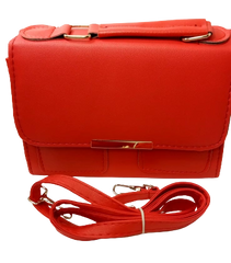 Elegant Diva Red Purse Underline Mark Design Stylish Handbag with Removable Strap
