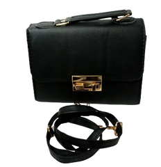 Elegant Diva Black Purse Dual-Lock Security Stylish Handbag with Removable Strap