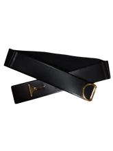 Lauren Ralph Lauren Black Stretchy Belt 2.375"x37.5" Pleather & Webbing Waist Belt with Secure Hook Closure