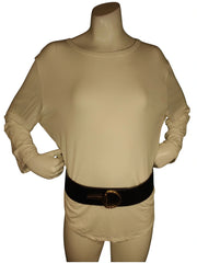 Lauren Ralph Lauren Black Stretchy Belt 2.375"x37.5" Pleather & Webbing Waist Belt with Secure Hook Closure