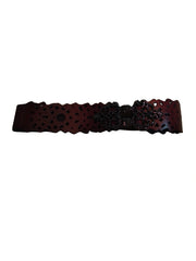 Diva General Red & Black Stretchy Belt 2"x25.5" Pleather & Webbing Waist Belt with Black Hook & Eye Closure