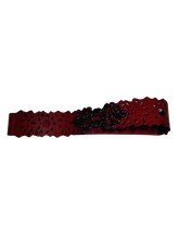 Diva General Red & Black Stretchy Belt 2"x30" Pleather & Webbing Waist Belt with Black Hook & Eye Closure