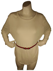Diva General Red Pleather Belt 3/8"x22.75" Stylish Waist Belt with Adjustable Decorative Buckle