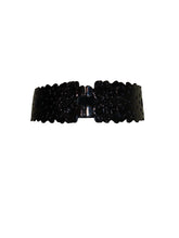 Diva General Black Stretchy Belt 2"x25.5" Pleather & Webbing Waist Belt with Hook & Eye Closure