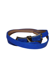 Diva General Blue Pleather Belt 3/8"x36.5" Stylish Waist Belt with Decorative Buckle