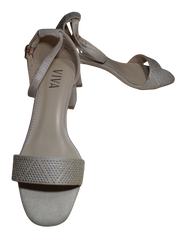 Viva Cream Silver & Gold Studded Wedge Heels with Buckle