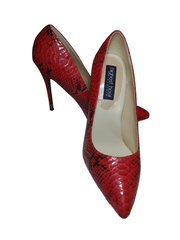 Highest Heel Red & Black Snakeskin Pattern Stiletto Heels