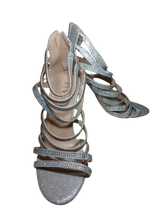 Viva Silver Sparkly Jeweled Stiletto Heels with Zipper