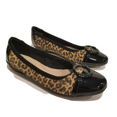 Clarks Black & Brown Leopard Gracelin Wind Leather Ballet Flats