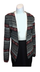 Faith in Love Black/Red/White Aztec Pattern Girls' Open Jacket - Size 8