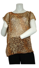 Rachael & Chloe Cheetah Sheer Women's Top - Medium