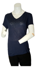Zenana Outfitters Navy Short Sleeve V-Neck Women's Shirt - XL