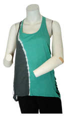 Diva General Collection Grey/Teal Tank Women's Top with Side Slits - One Size