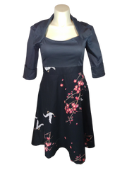 Diva General Collection Black Women's Dress with Birds and Flowers - 2X