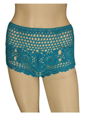 Millau Teal Crocheted Girls' Shorts - Small