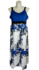Diva General Collection Blue/White Floral Pattern Women's Dress - 5XL