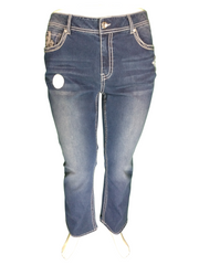 Vanilla Star Blue Mid-Rise Bootcut Distressed Women's Jeans - 19.5W