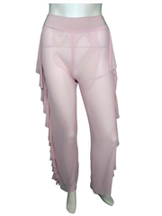Uptown USA Pink Sheer Harem Women's Pants with Trim - Small