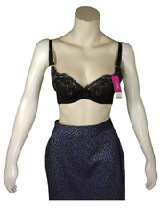 Lingyilu Black Embroidered Push-Up Women's Bra with Glitter - 38B