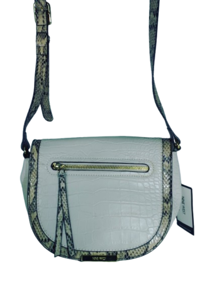 Nine West cream snakeskin crossbody bag front view