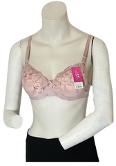 Lingyilu Pink/Purple Embroidered Women's Bra - 36