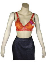 Red/Orange Padded Embroidered Bra
