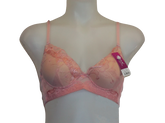 Lingyuli Pink & Peach Embroidered Lace Bra 40/90