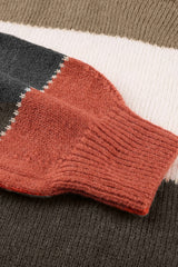 C & MarDay Khaki & Orange Color-Block Boatneck Sweater