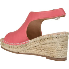 Journee Collection Crew Faux Leather Espadrille Wedge Sandals in Coral