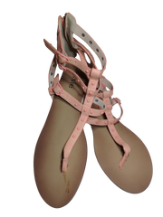 Kensie Salmon & Light Brown Studded Gladiator Style Sandals with 3 Buckles