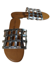Beston Silver & Light Brown Slip On Studded Sandals