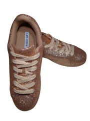 Cape Robbin Rose Gold Sparkly Lace Up Shoes