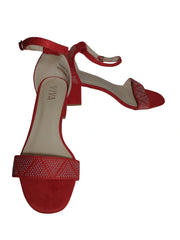 Viva Red Beaded High Heel Sandals - Glamorous and Chic, Size 40