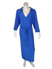 NY Collection Women’s Blue Long Sleeve Dress with Belt, Size 2X